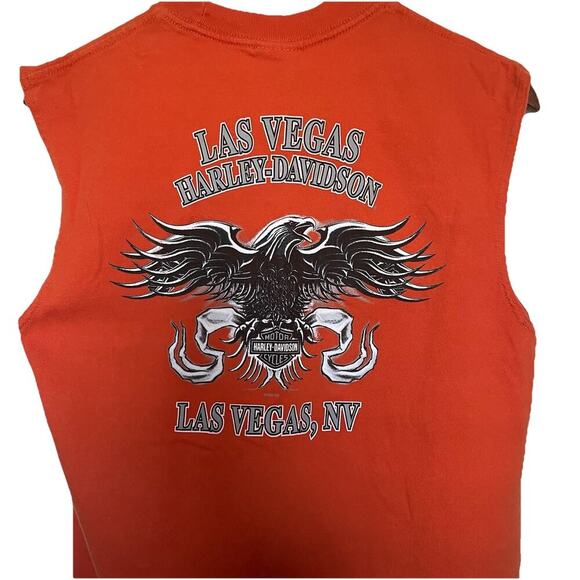 Harley-Davidson Other - Harley-Davidson Eagle Graphic Tank Top Orange Las Vegas Motorcycle